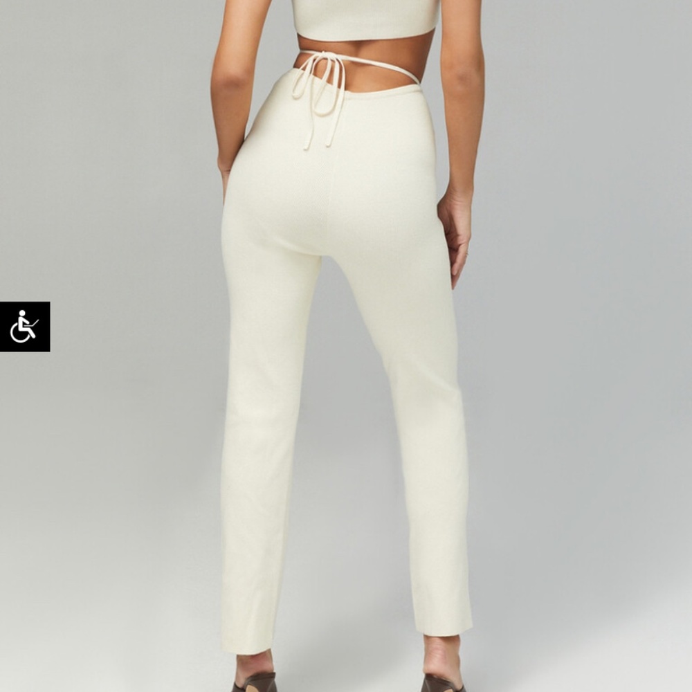 Mistress Rocks - Ivory Rib Knit Trousers - Picture 3 of 7